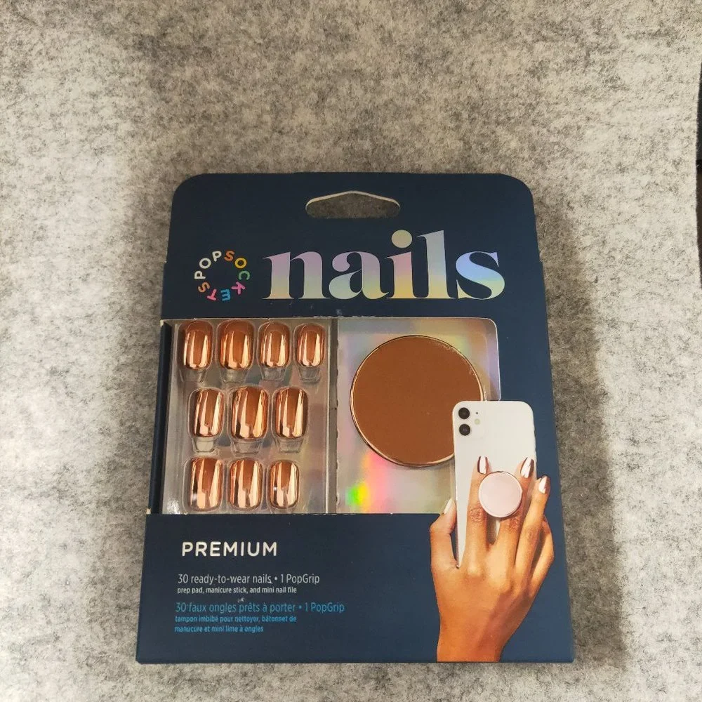 Rose Gold Mirror PopSockets 30Gel Nails & Matching PopGrip